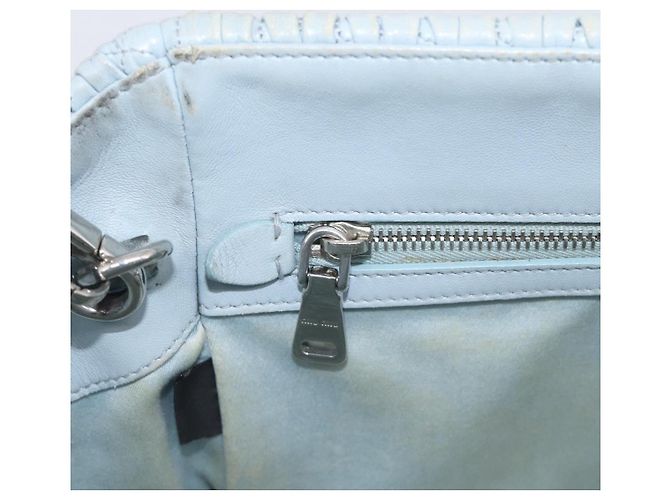Miu Miu Matelasse Hand Bag Leather 2way Light Blue Silver - vista 25