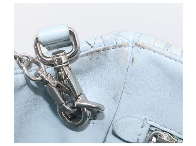 Miu Miu Matelasse Hand Bag Leather 2way Light Blue Silver - vista 26