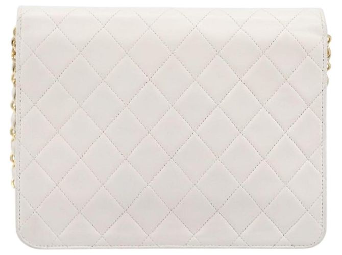CHANEL Matelasse Shoulder Bag Lamb Skin White Gold Tone CC - vista 3