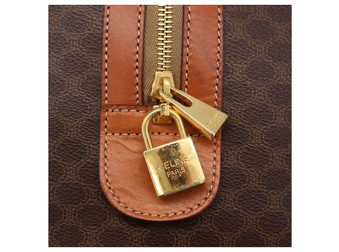 Céline CELINE Macadam Canvas Boston Bag PVC Leather Brown Gold - vista 16