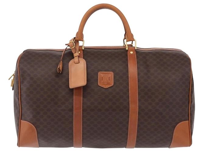 Céline CELINE Macadam Canvas Boston Bag PVC Leather Brown Gold - vista 2