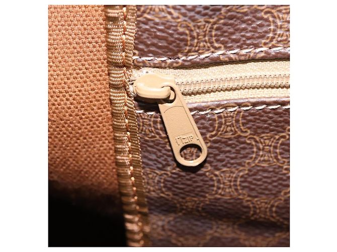 Céline CELINE Macadam Canvas Boston Bag PVC Leather Brown Gold - vista 24