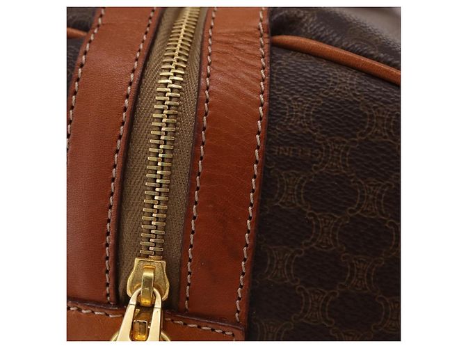 Céline CELINE Macadam Canvas Boston Bag PVC Leather Brown Gold - vista 7
