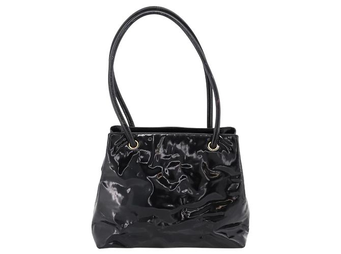 CHANEL COCO Mark Tote Bag Patent Black Gold Tone CC - vista 2