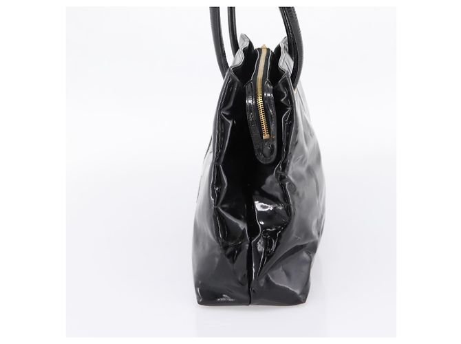 CHANEL COCO Mark Tote Bag Patent Black Gold Tone CC - vista 4