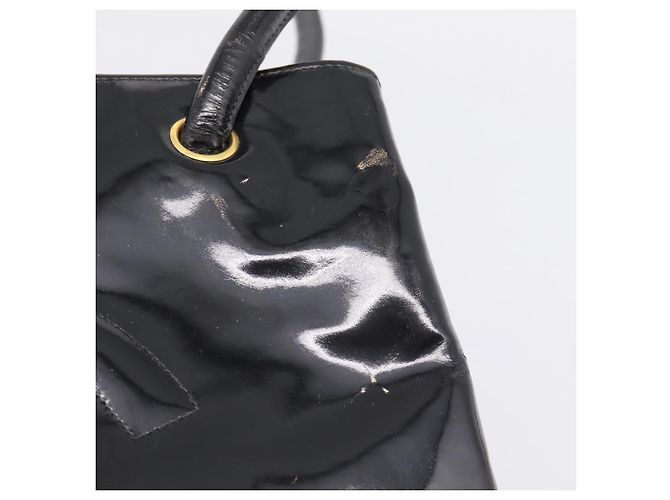 CHANEL COCO Mark Tote Bag Patent Black Gold Tone CC - vista 8