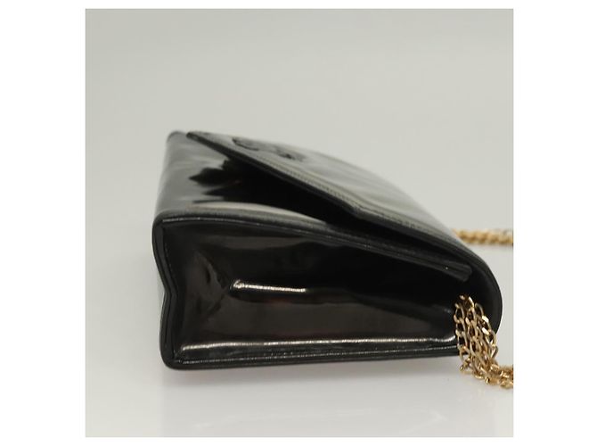 CHANEL Chain Shoulder Bag Enamel Black Gold CC - vista 3