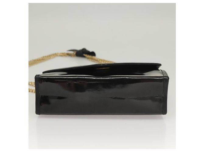 CHANEL Chain Shoulder Bag Enamel Black Gold CC - vista 5