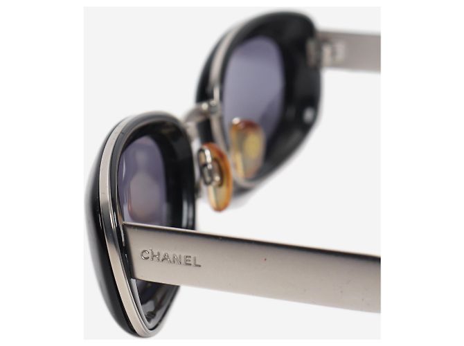 Chanel Óculos de sol ovais vintage pretos dos anos 90 - vista 5