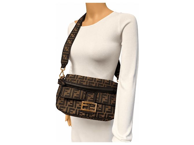 Fendi Bolso de hombro Baguette en jacquard FF marrón - vista 11