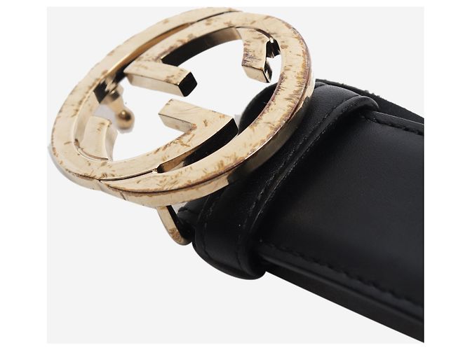 Gucci Cinturón Interlocking G de cuero negro - vista 2