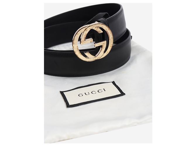 Gucci Cinturón Interlocking G de cuero negro - vista 5