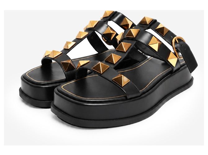 Valentino Sandali platform in pelle Black Roman Stud - size EU 39 - vista 7