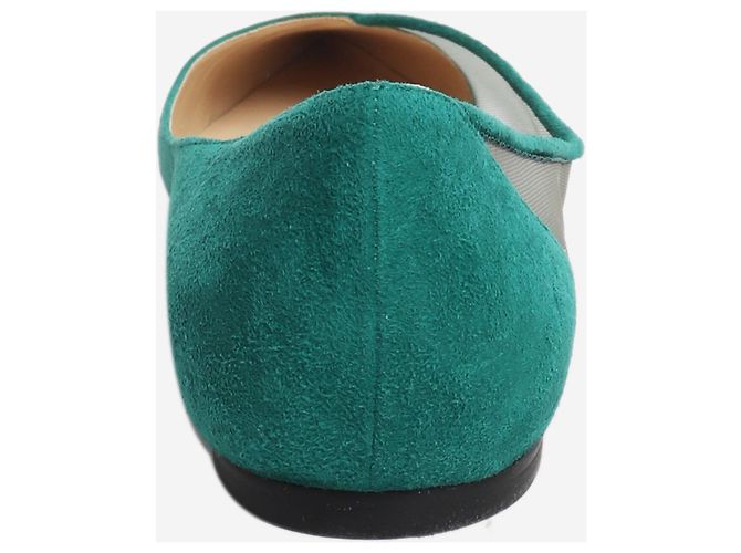 Jimmy Choo Scarpe basse Saia in camoscio e mesh verde - taglia EU 39 - vista 3