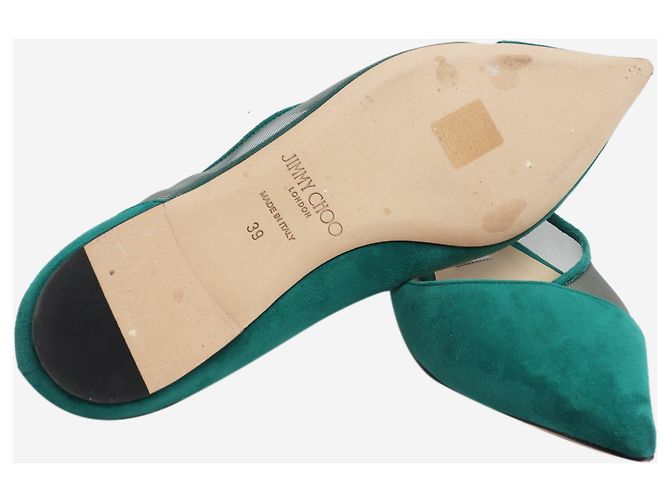 Jimmy Choo Scarpe basse Saia in camoscio e mesh verde - taglia EU 39 - vista 4