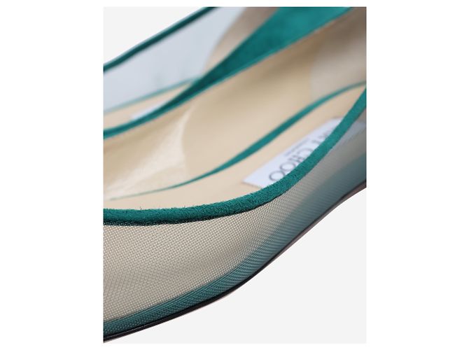 Jimmy Choo Scarpe basse Saia in camoscio e mesh verde - taglia EU 39 - vista 7