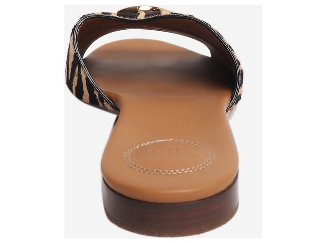 Chloé Ciabatte C in pelle marrone e vitello stampato zebra - taglia EU 40 - vista 3