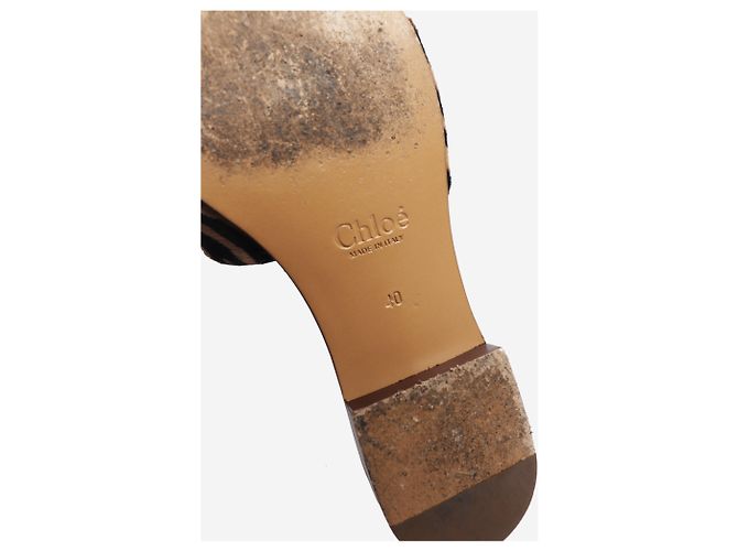 Chloé Ciabatte C in pelle marrone e vitello stampato zebra - taglia EU 40 - vista 5