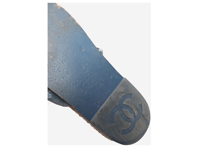 Chanel Sandali slide espadrillas CC in velluto blu - taglia EU 40 - vista 5