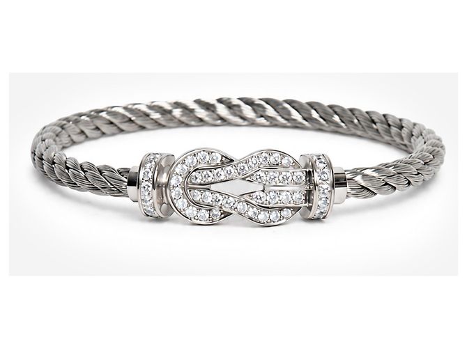 Fred Bracciale Force 10 in oro bianco e oro rosso con diamanti - vista 2