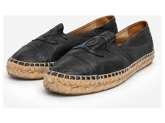 Chanel CC Espadrilles aus schwarzem Lammleder - Größe EU 42 - Ansicht 2