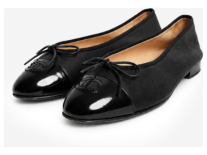 Chanel Ballerinas aus schwarzem Leder - Größe EU 41.5 - Ansicht 2