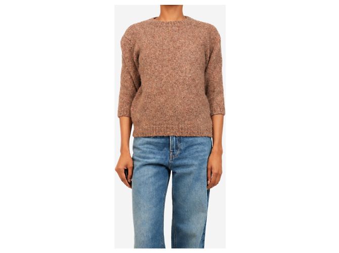 Brunello Cucinelli Top de seda sin mangas marrón - talla S - vista 3