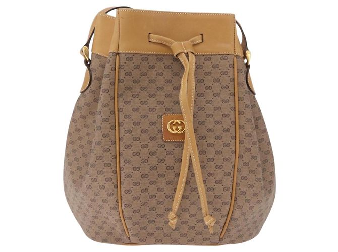 GUCCI Micro GG Supreme Shoulder Bag PVC Beige Gold - vista 2