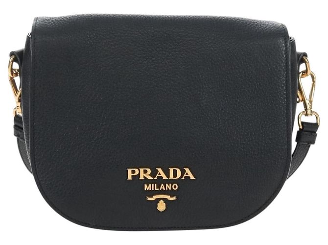 PRADA Shoulder Bag Vittero Dino Leather 2way Black Gold - vista 2