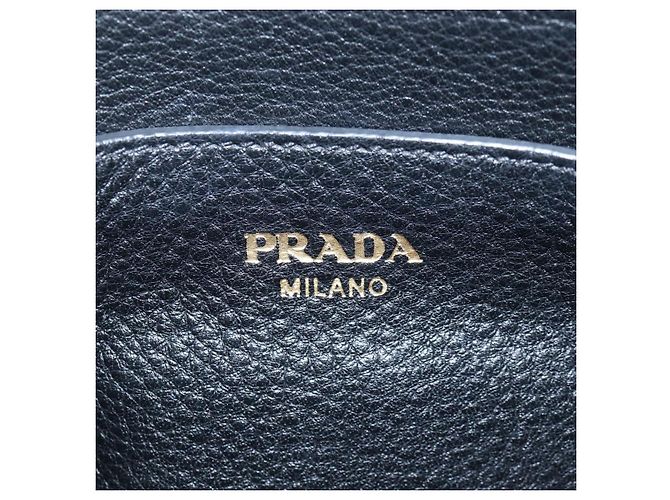 PRADA Shoulder Bag Vittero Dino Leather 2way Black Gold - vista 22