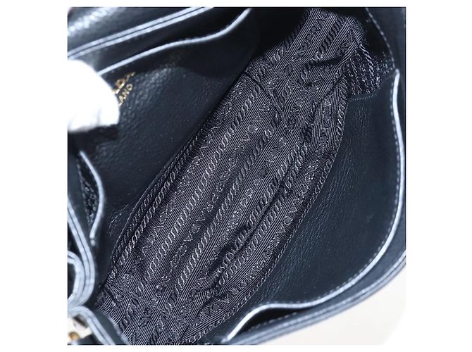 PRADA Shoulder Bag Vittero Dino Leather 2way Black Gold - vista 23