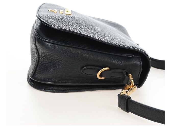 PRADA Shoulder Bag Vittero Dino Leather 2way Black Gold - vista 5