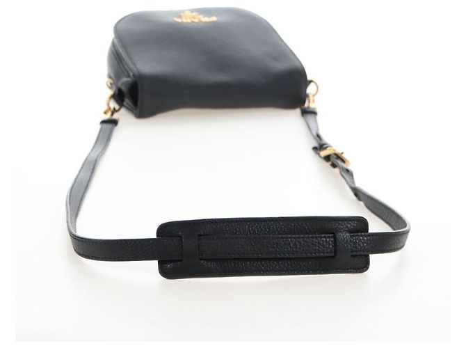 PRADA Shoulder Bag Vittero Dino Leather 2way Black Gold - vista 7