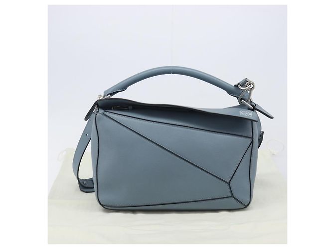 LOEWE Puzzle Bag Hand Bag Leather 2way Light Blue Silver - vista 12
