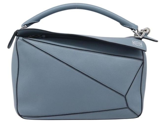 LOEWE Puzzle Bag Hand Bag Leather 2way Light Blue Silver - vista 13