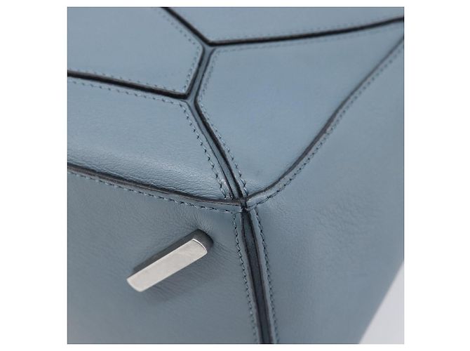 LOEWE Puzzle Bag Hand Bag Leather 2way Light Blue Silver - vista 16