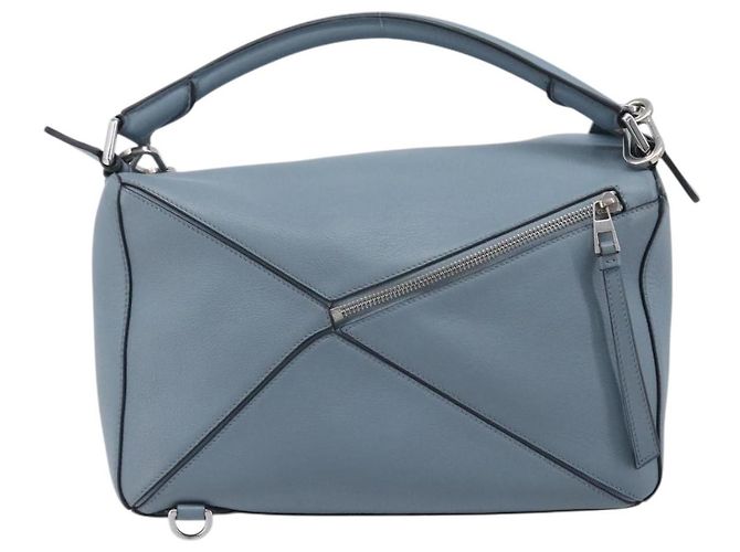 LOEWE Puzzle Bag Hand Bag Leather 2way Light Blue Silver - vista 2
