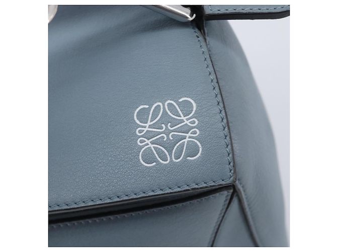 LOEWE Puzzle Bag Hand Bag Leather 2way Light Blue Silver - vista 22