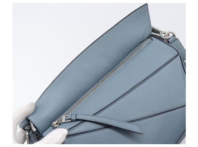 LOEWE Puzzle Bag Hand Bag Leather 2way Light Blue Silver - vista 23