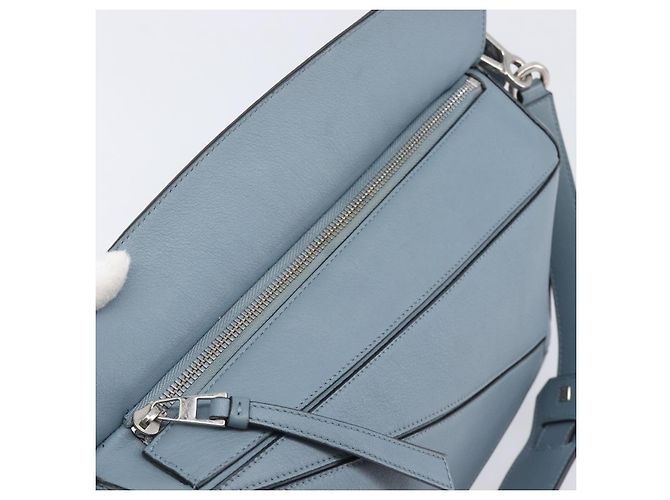 LOEWE Puzzle Bag Hand Bag Leather 2way Light Blue Silver - vista 24