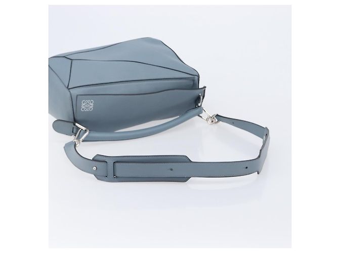 LOEWE Puzzle Bag Hand Bag Leather 2way Light Blue Silver - vista 8