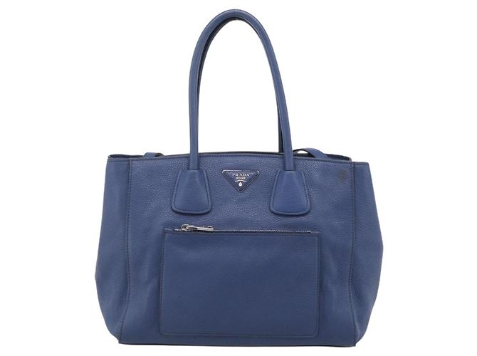 PRADA Vitterodino Tote Bag Leder 2way Blau Silber - Ansicht 13