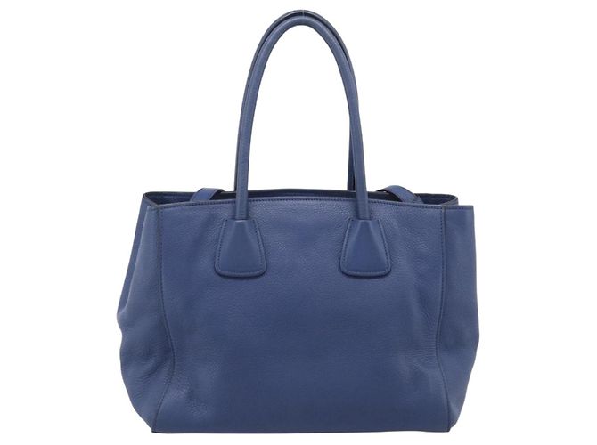 PRADA Vitterodino Tote Bag Leder 2way Blau Silber - Ansicht 2