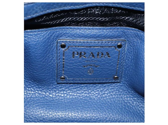 PRADA Vitterodino Tote Bag Leder 2way Blau Silber - Ansicht 21