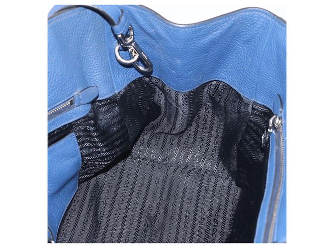 PRADA Vitterodino Tote Bag Leder 2way Blau Silber - Ansicht 22