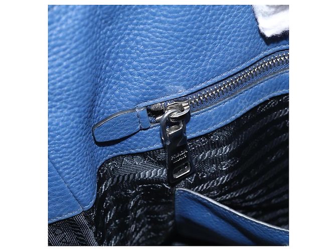PRADA Vitterodino Tote Bag Leder 2way Blau Silber - Ansicht 25