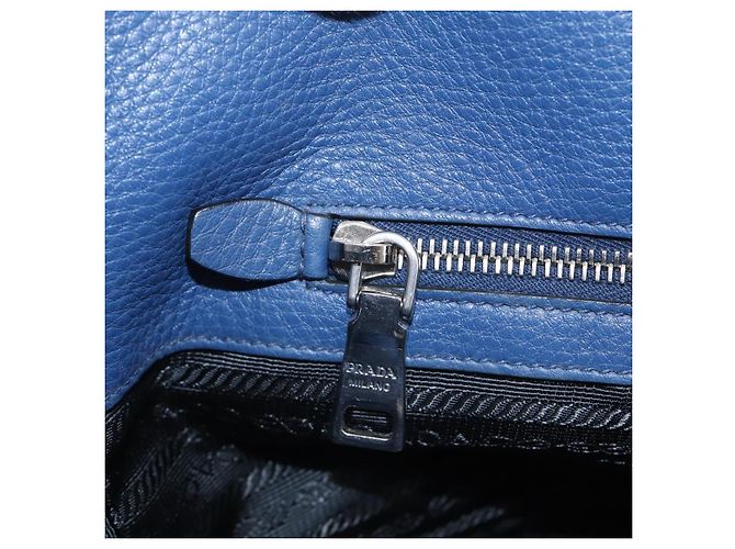PRADA Vitterodino Tote Bag Leder 2way Blau Silber - Ansicht 27