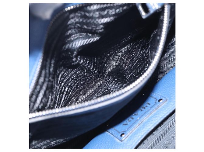 PRADA Vitterodino Tote Bag Leder 2way Blau Silber - Ansicht 28