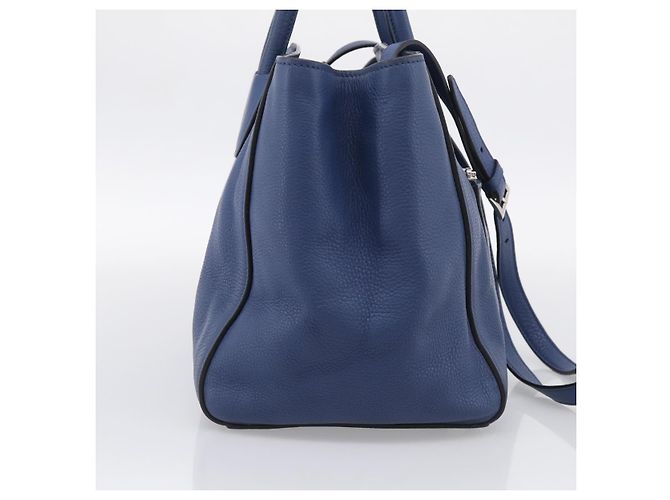 PRADA Vitterodino Tote Bag Leder 2way Blau Silber - Ansicht 3