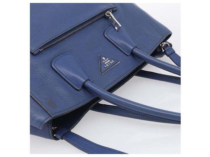 PRADA Vitterodino Tote Bag Leder 2way Blau Silber - Ansicht 6